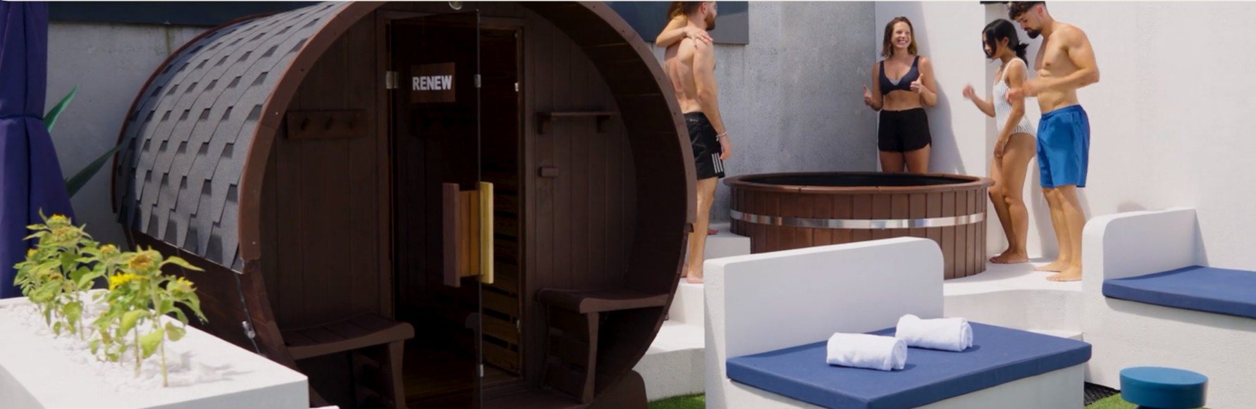 Outdoor rooftop contrast therapy with sauna and ice bath at Renew Wellness Place, Parnell, Auckland