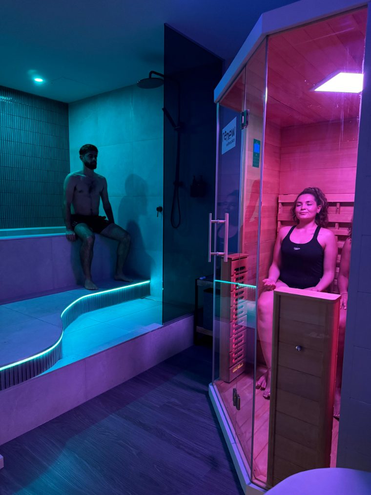 Private contrast therapy room — sauna and ice bath for couples and groups at Renew, Parnell